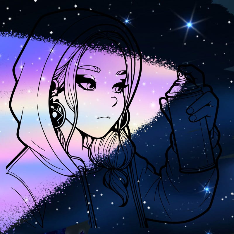 a realistic girl, spray painting