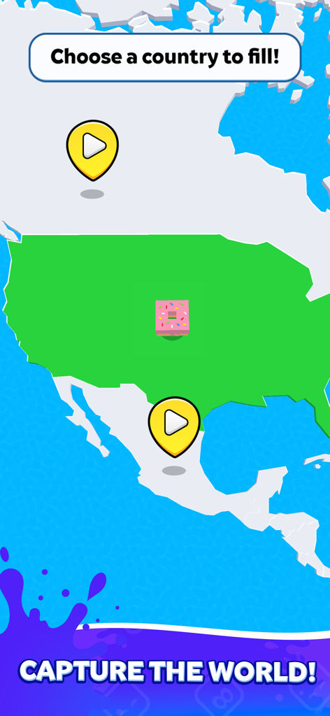 Écran de sélection de la carte du monde dans Paper.io 2 pour la capture de territoire