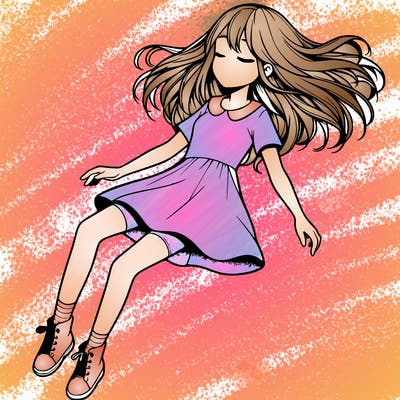 realistic girl floating