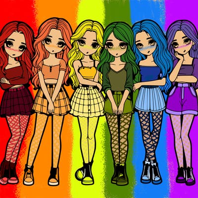 a group of girls realistic