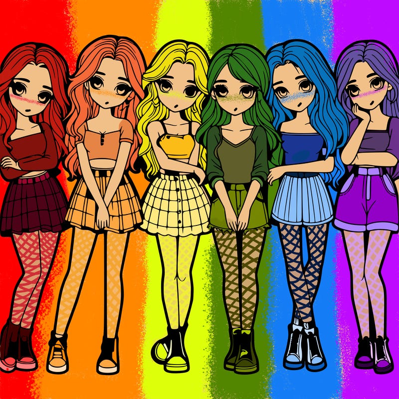 a group of girls realistic