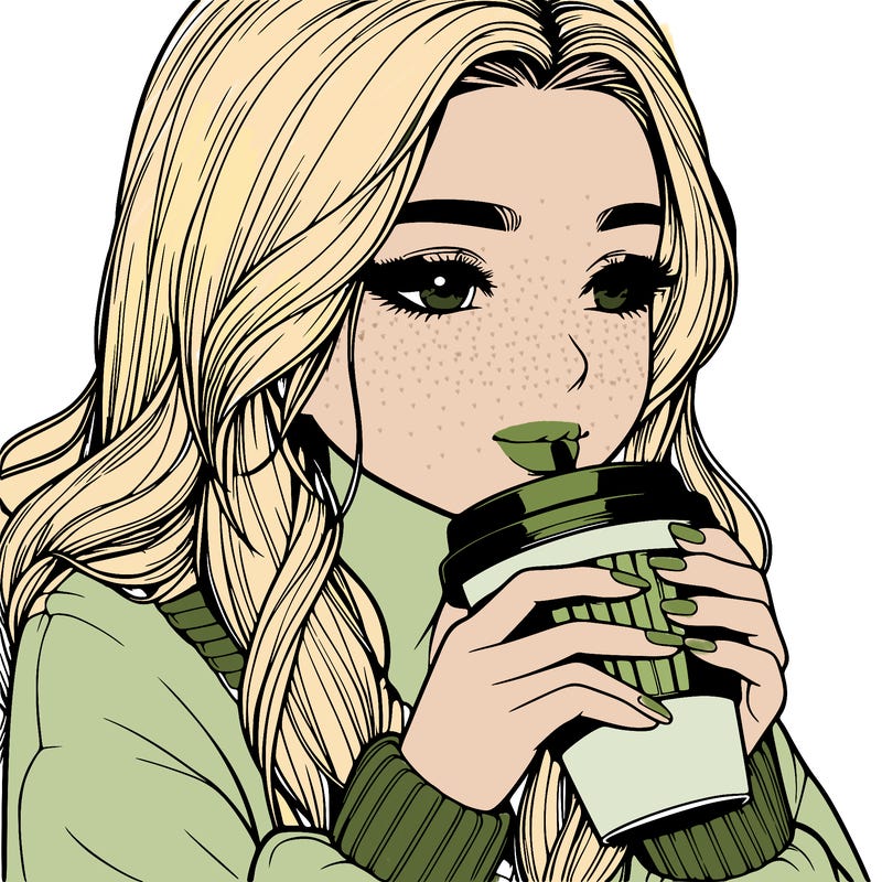 realistic girl drinking coffee