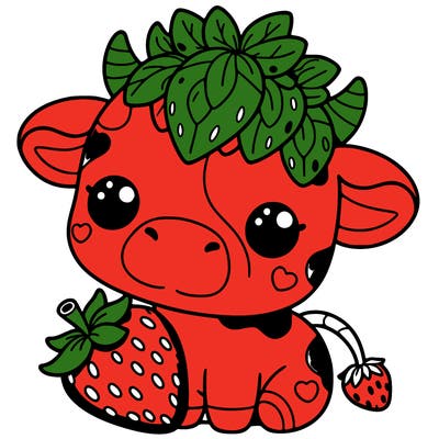 cute strawberry cow