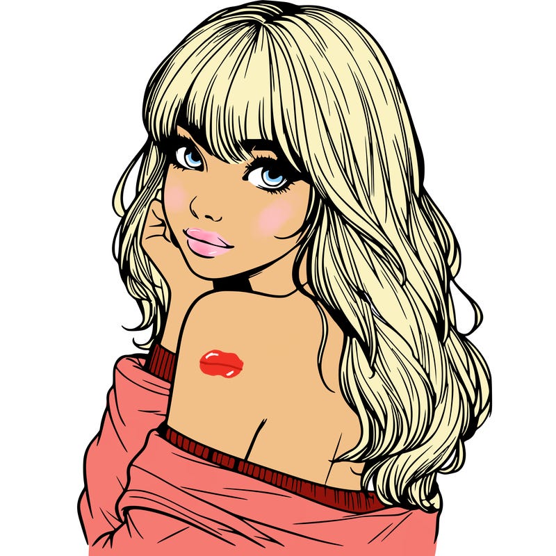 realistic girl with bangs looking over her shoulder