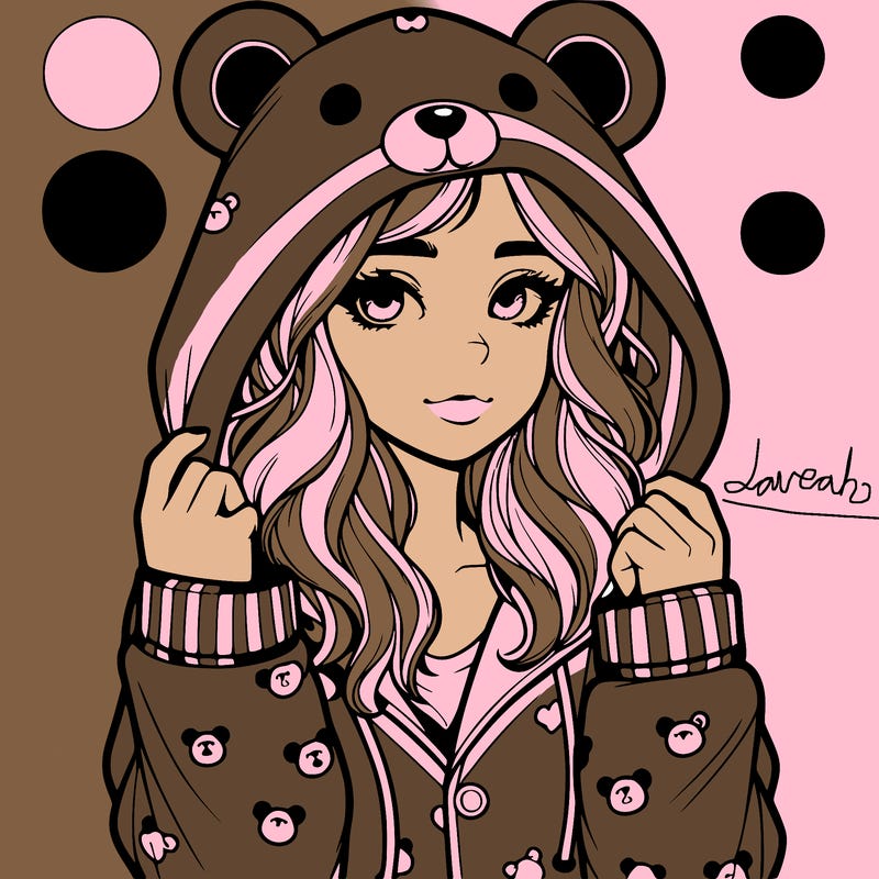 realistic girl in a animal pjs hoodie