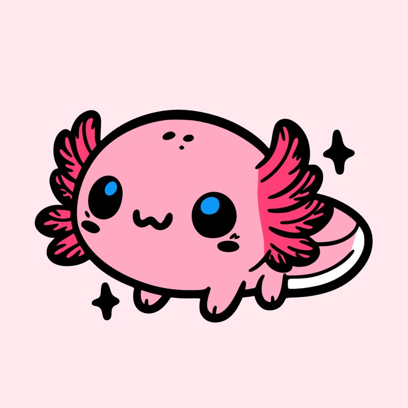 cute easy baby axolotl