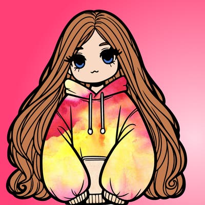 girl with an oversized hoodie on and long hair