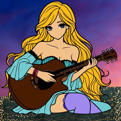 beautiful girl playing the guitar