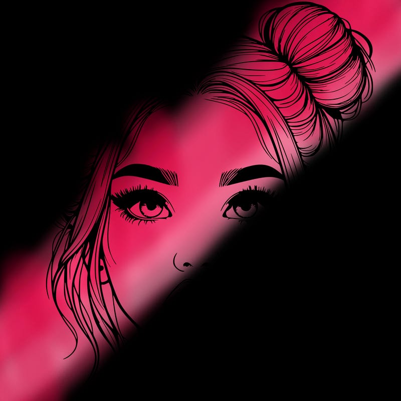 realistic girl with two buns on her hair and lips