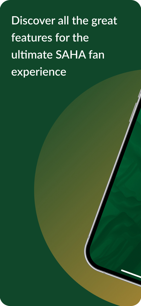 SA HOCKEY ASSOCIATION - A promotional image for the SA Hockey Association app featuring text about the ultimate fan experience on a green background.