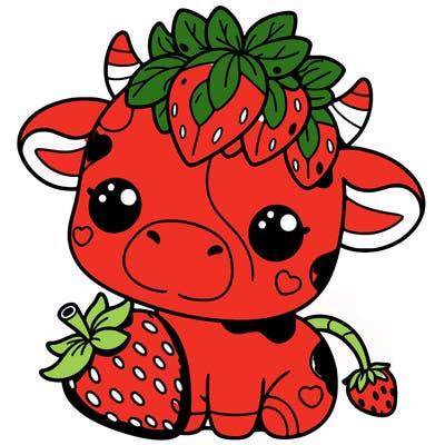 cute strawberry cow