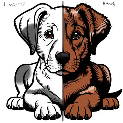 realistic dog split picture