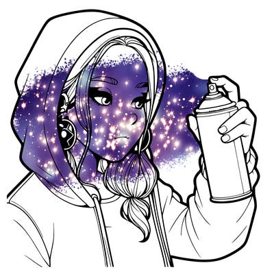 a realistic girl, spray painting