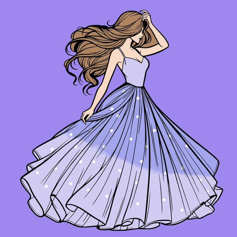 realistic woman with dress flowing in the wind