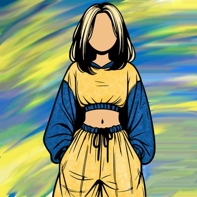 realistic girl faceless with baggy pants and a crop top