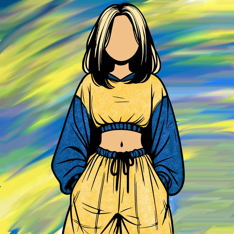 realistic girl faceless with baggy pants and a crop top