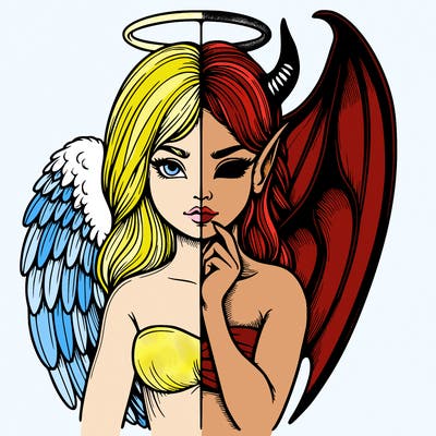 realistic angel half demon