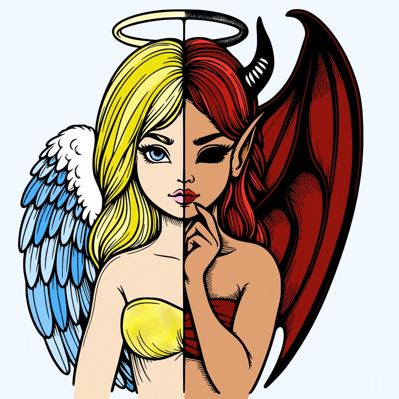 realistic angel half demon