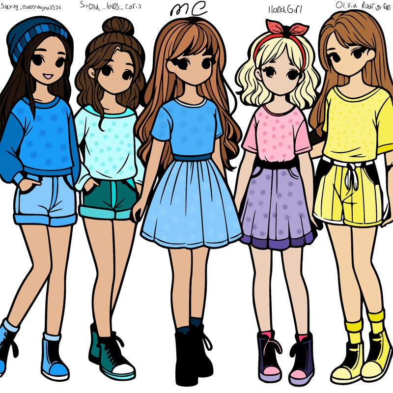 a group of five girls