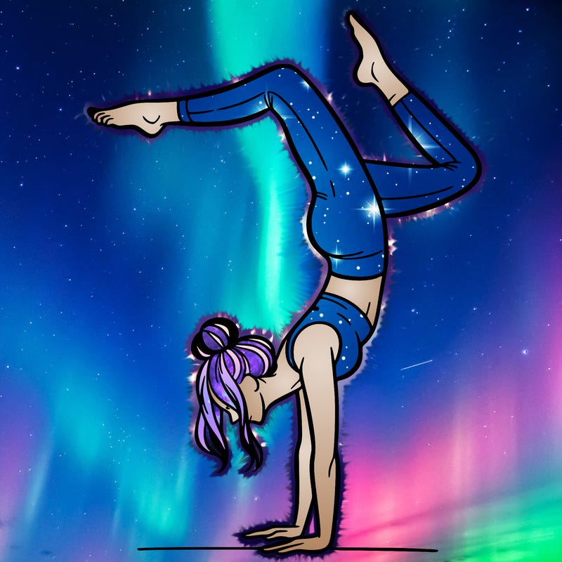 a woman doing a handstand