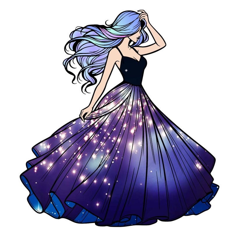 realistic woman with dress flowing in the wind