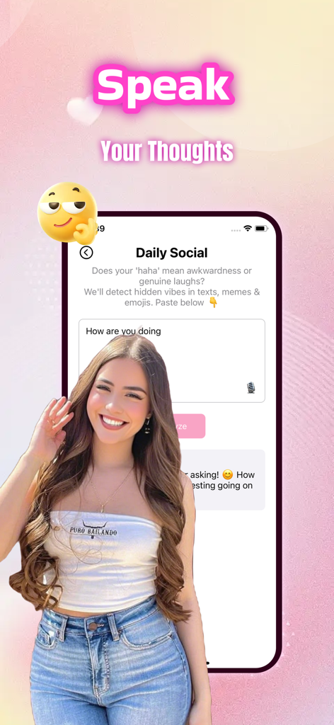 Foca app interface showing social AI chat analysis and tone detection tools