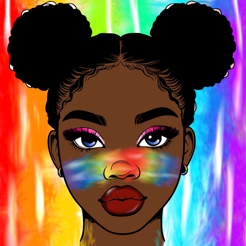 realistic black woman with two buns