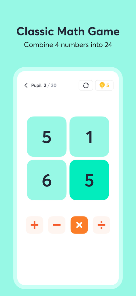 Math 24 - Mental Math Cards - Games App | MWM