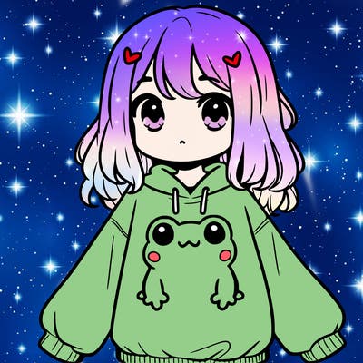 girl wearing frogging sweatshirt