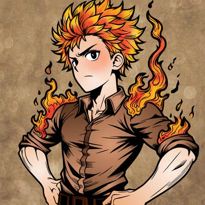 realistic manga man of fire