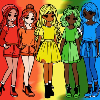 a group of five girls