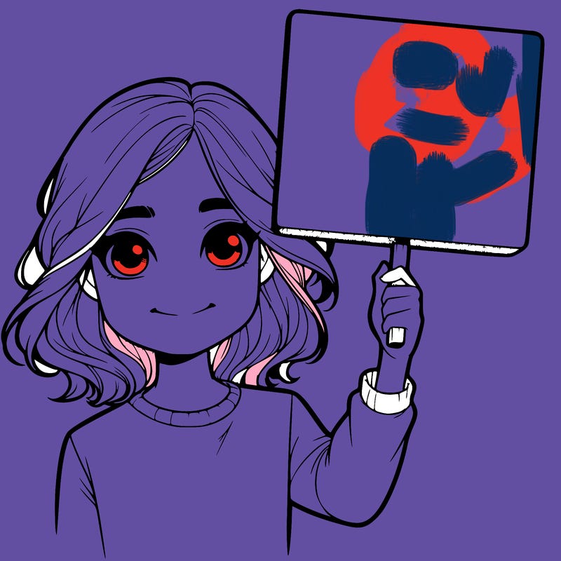 realistic girl holding up a sign