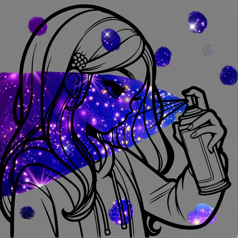 a realistic girl spray painting