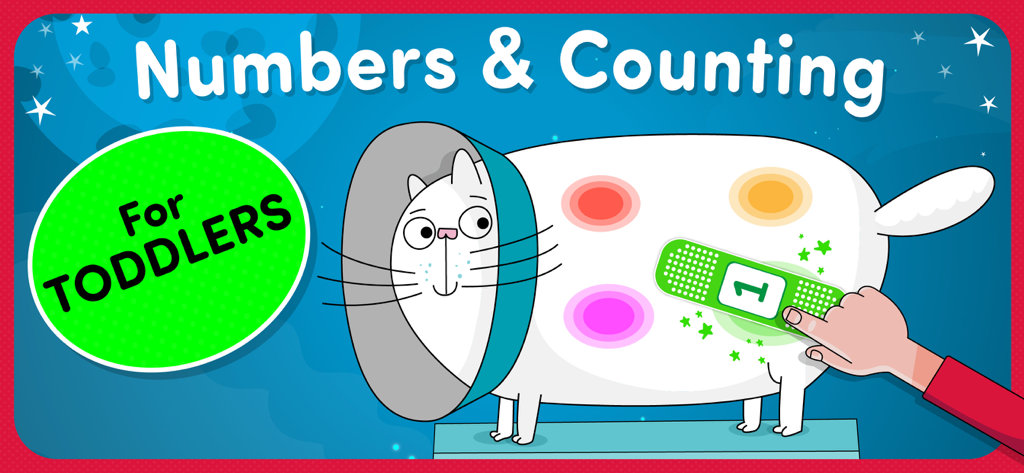 Numbers and counting game for toddlers featuring a cat and a bandage with number one