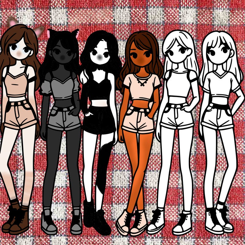 a group of girls wearing crop tops and shorts