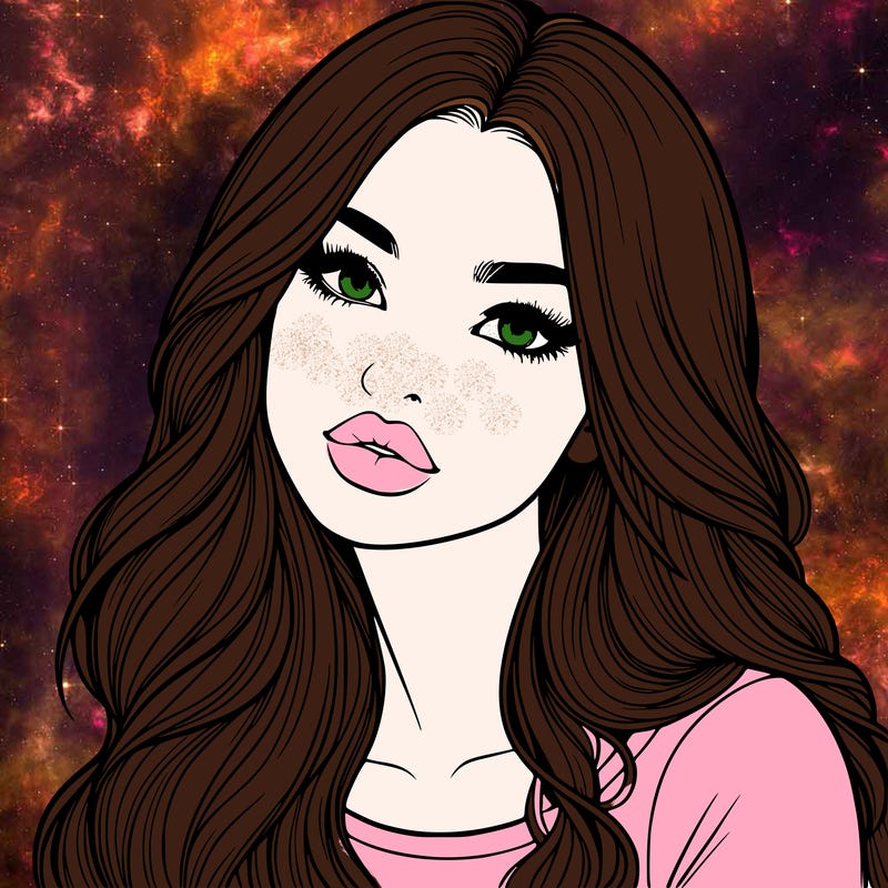 realistic girl with hair on her hair and lips