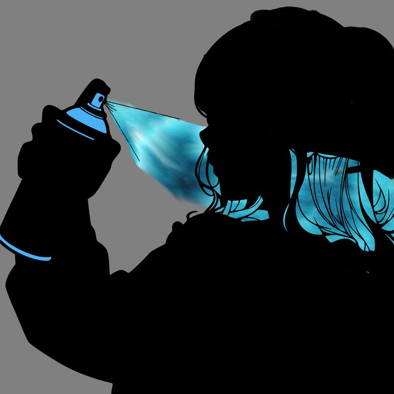 a realistic girl spray, painting