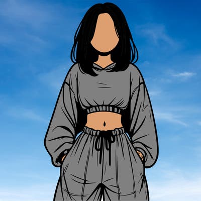 realistic girl faceless with baggy pants and a crop top