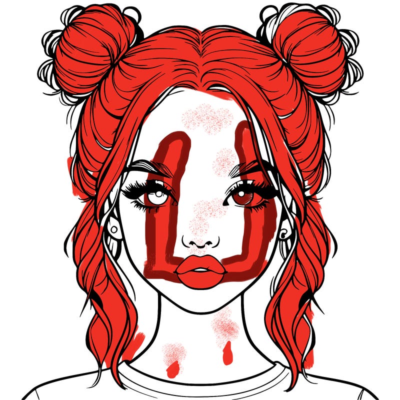 realistic girl with two buns in hair and lips