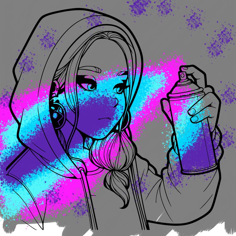 a realistic girl, spray painting