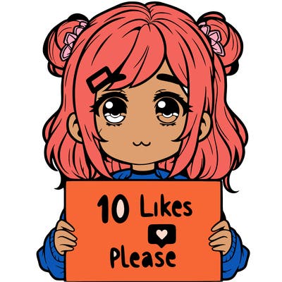 a girl with a sign saying 10 likes please