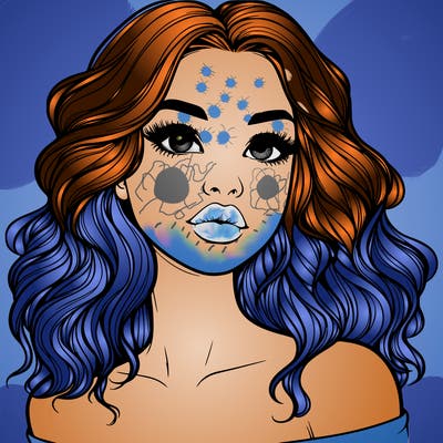 realistic girl with wavy hair and lips