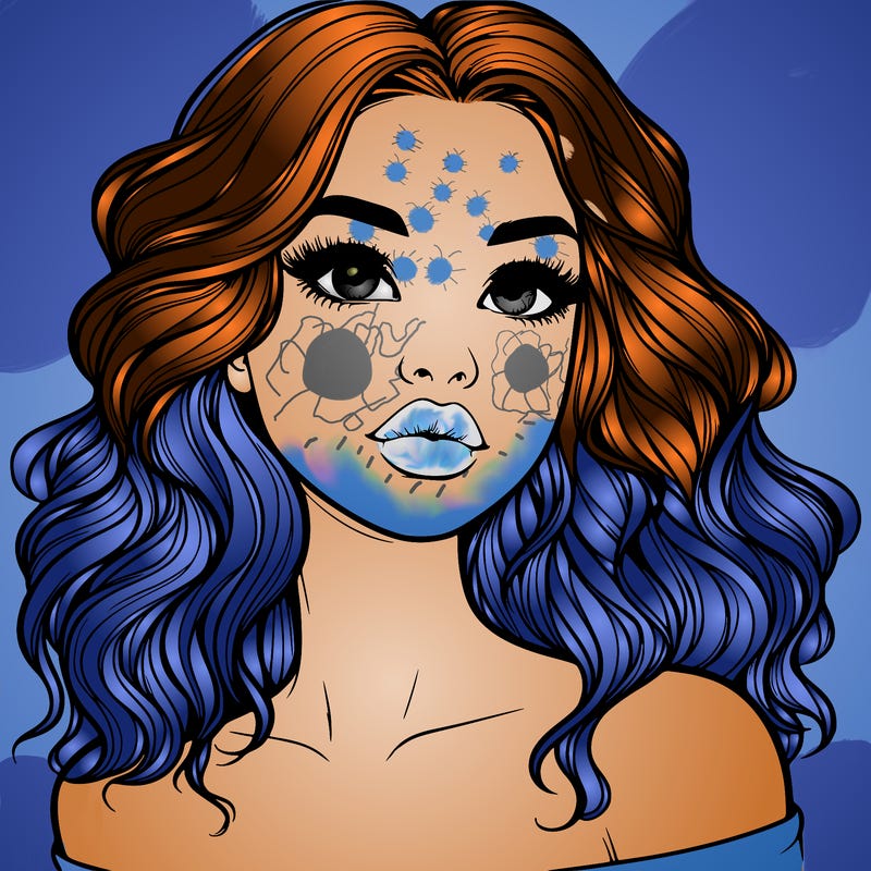 realistic girl with wavy hair and lips