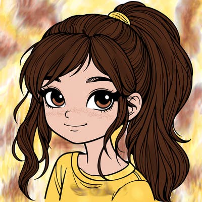 realistic girl with ponytail