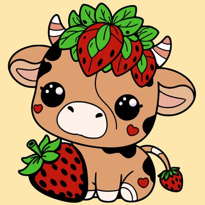 cute strawberry cow