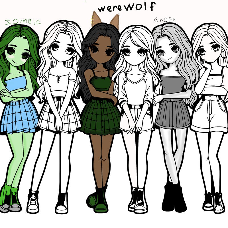 a group of girls realistic