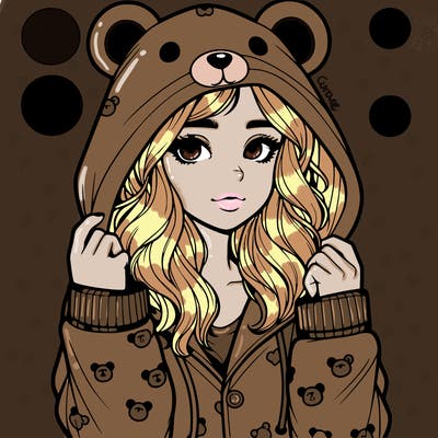 realistic girl in a animal pjs hoodie