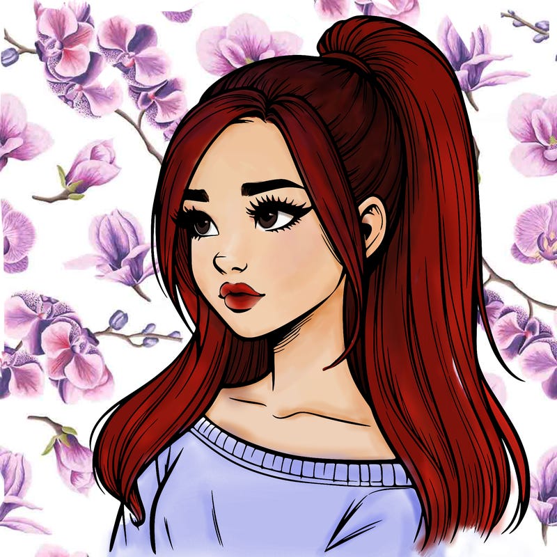 realistic girl with a high ponytail