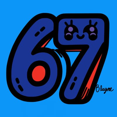 the numbers 67
