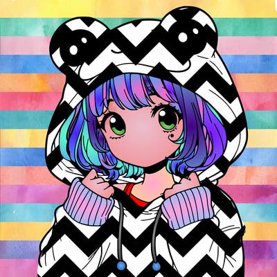 a cute teenage girl wearing a frog hoodie